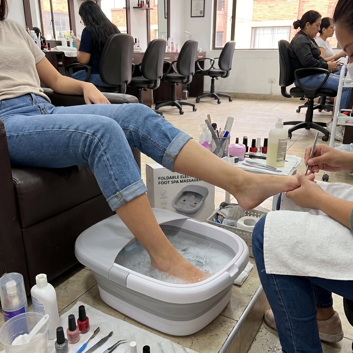 Tina Portatil Plegable Masajeadora Pies Manicurista