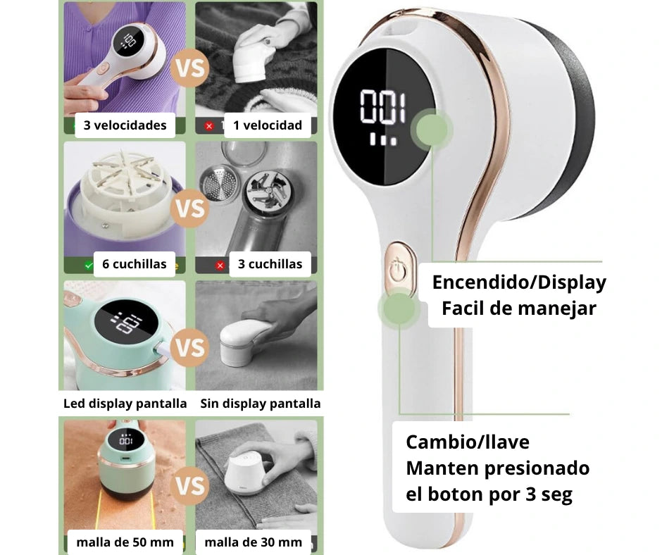 DE-PELUS quitamotas PRO Con Pantalla