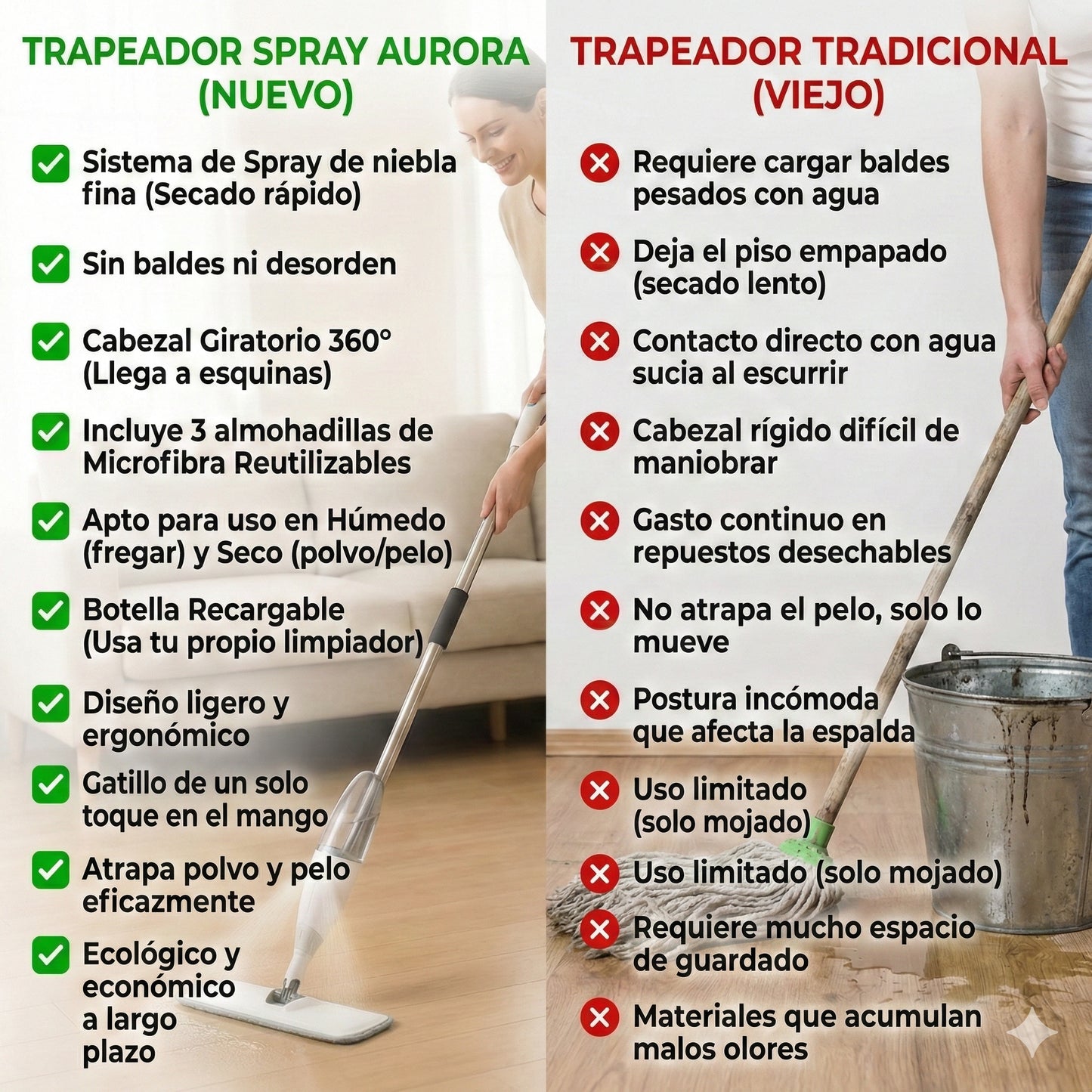 Set Trapeador EcoClean™ de Mango con Spray