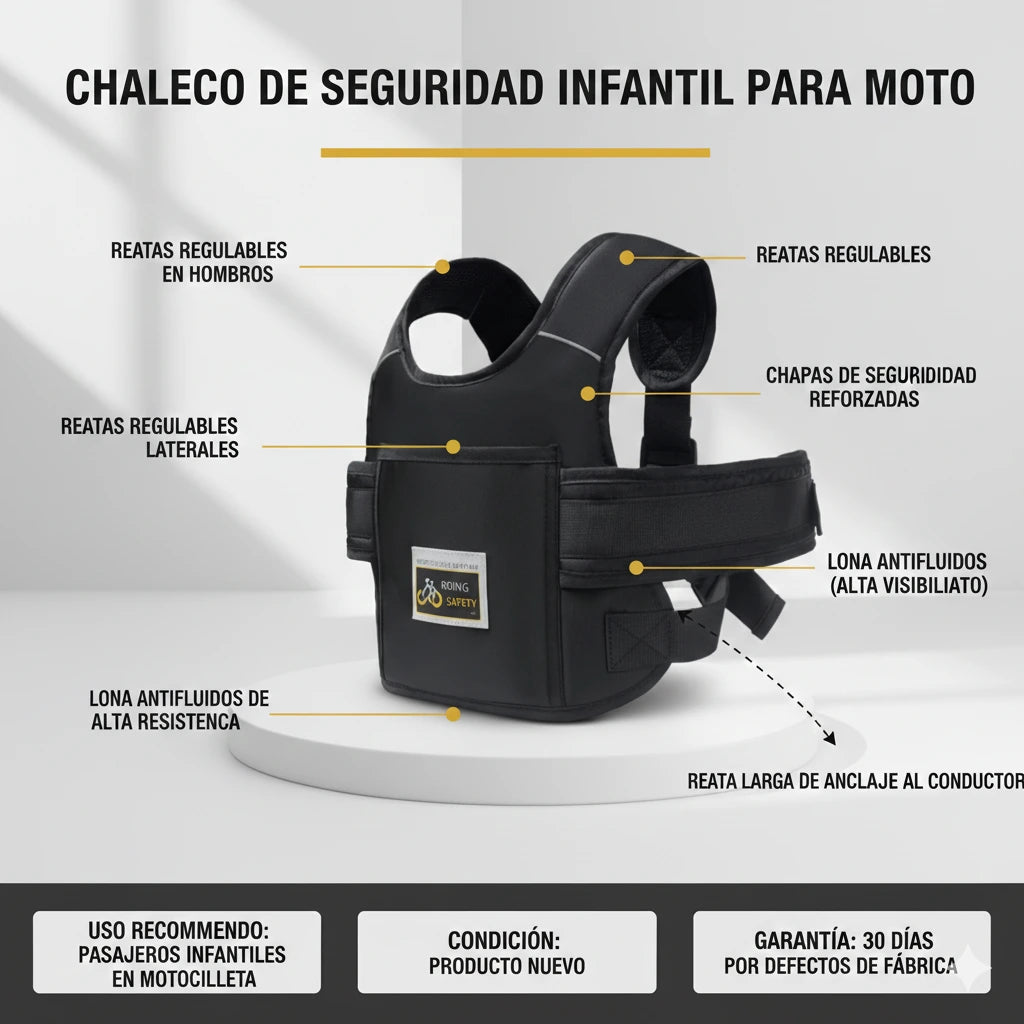 CHALECO DE SEGURIDAD PARA NIÑO MOTO