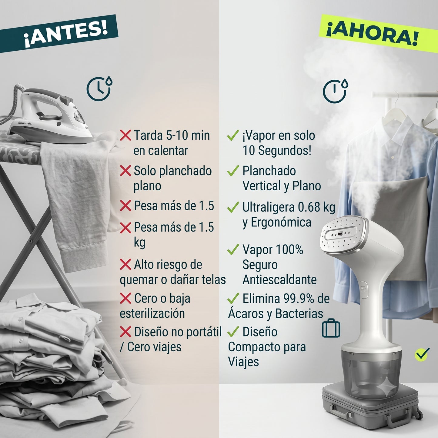 VeloSteam Pro: Plancha a Vapor 2 en 1